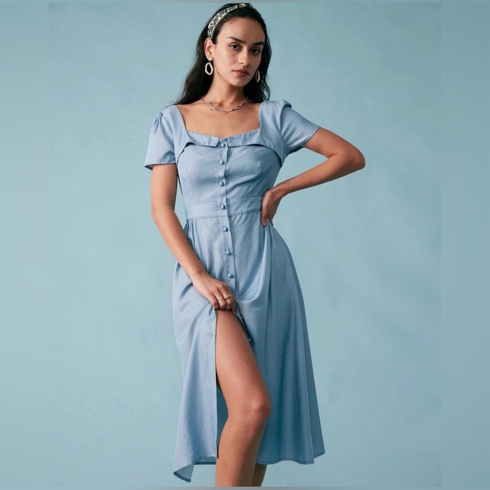 NWT Rihoas Short Sleeve Plain Elegant Midi Dress